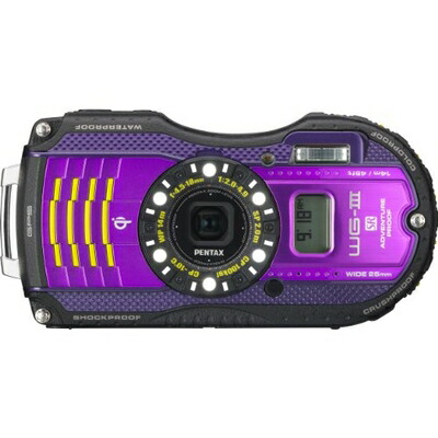【中古】 PENTAX 雨合羽デジタル写真機 PENTAX WG-3GPS パープル 1糎マクロ命令 マクロ命令照明ランプ属する 陰電子羅針儀 控え選手LCD Qi判定基準 PENTAX WG-3GPSPU 12674