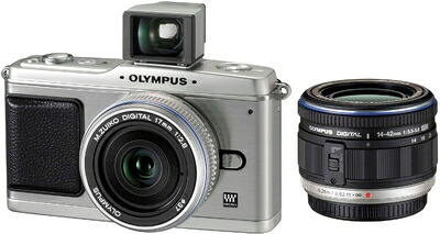 【中古】 OLYMPUS ミラーレス一眼 E-P1 ツインレンズキット シルバー E-P1 TKIT-SLV