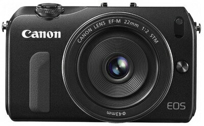 【中古】 Canon ミラーレス一眼カメラ EOS M レンズキット EF-M22mm F2 STM付属 ブラック EOSMBK-22STMLK