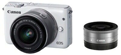 【中古】 Canon ミラーレス一眼カメラ EOS M10 ダブルレンズキット(ホワイト) EF-M15-45mm F3.5-6.3 IS STM EF-M22mm F2 STM 付属 EOSM10WH-WLK