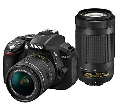【中古】 Nikon デジタル一眼二眼レフ写真機 D5300 AF-P ダブルズームキット 黒いこと D5300WZ3