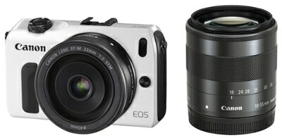【中古】 Canon ミラーレス一眼カメラ EOS M ダブルレンズキット EF-M18-55mm F3.5-5.6 IS STM/EF-M22mm F2 STM付属 ホワイト EOSMWH-WLK