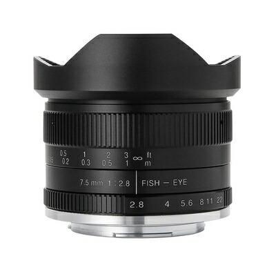 【中古】 【国内置き目品】 七細工師 7Artisans 単興味の中心水晶体 7.5粍 F2.8 Fish-eye II (キヤノンEF-M, 黒いこと)