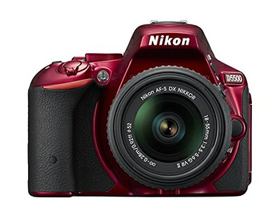 【中古】 Nikon デジタル一眼二眼レフ写真機 D5500 18-55 VRII 水晶体一揃いの道具 赤いこと 2416万絵素 3.2型液晶 タッチパネル D5500LK18-55RD