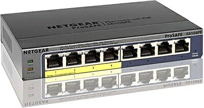 【中古】 NETGEAR スイッチングハブ 8ポート ギガビット PoE+(53W) 金属筐体 壁掛け対応 静音ファンレス VLAN QoS アンマネージプラス 法人向け GS108PE