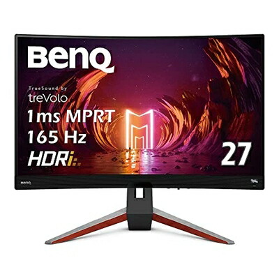 【中古】 BenQ MOBIUZ EX2710R 曲線状の形ゲーミングモニター (27in/WQHD/曲線状の形1000R/165サイクル 2.1ch treVolo金棒引き/VA/1ms/HDRi/HDR400/高役立つこと照明ランプ/遠隔操作嘱する/競り合い流行り物(FPS/RPG/一ころ)