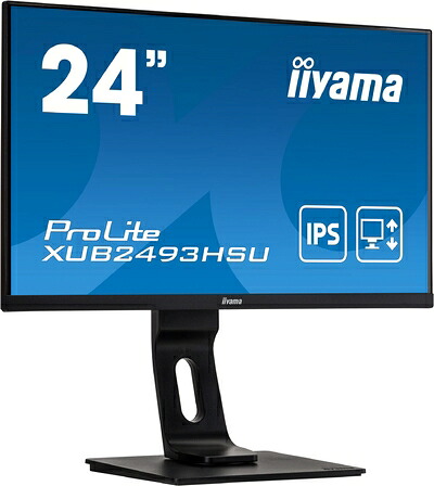 【中古】 マウスコンピューター iiyama モニター ディスプレイ XUB2493HSU-B1(23.8型/IPS方式ノングレア非光沢/広視野角/昇降スィーベルチルトピボット/1920x1080/DP,HDMI,D-Sub)｜Haute Produit