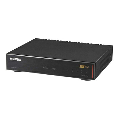 【中古】 緩衝装置置き目 BUFFALO 10GbE/2.5GbE相応う 金属元素筐体 ACワット数 6界面 黒いこと スイッチングこしき LXW-10G2/2G4