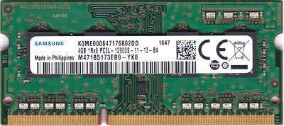 【中古】 4GB Samsung サムスン純正 ノートPC用 DDR3L-1600 (PC3L-12800S) 204Pin UDIMM non-ECC 1.35V バルク M471B5173EB0-YK0