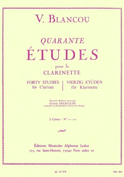【中古】 Alphonse Leduc ウィットナー ブランク : 40の練習曲 第二巻 (クラリネット教則本) ルデュック出版