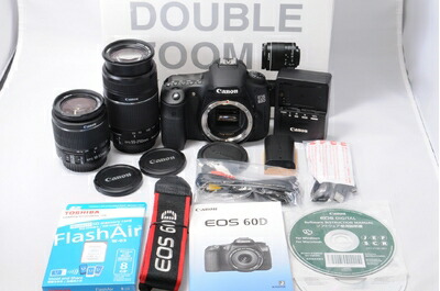 【中古】 Canon デジタル一眼一眼レフ写真機 EOS 60D ダブルズームキット EF-S18-55粍/EF-S55-250粍属する EOS60D-WKIT