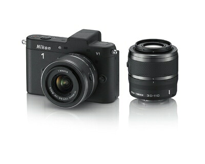 【中古】 Nikon ミラーレス一眼カメラ Nikon 1 (ニコンワン) V1 (ブイワン) ダブルズームキット ブラック N1 V1WZ BK