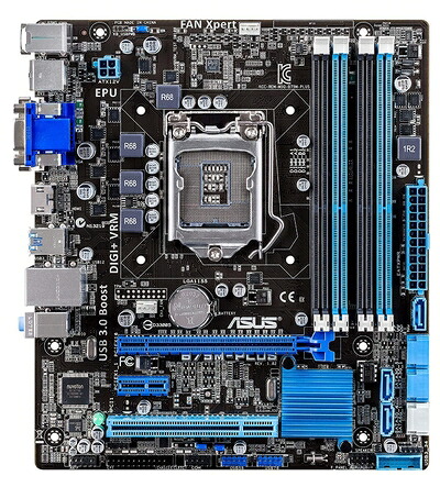 【中古】 ASUS Intel B75 搭載 マザーボード LGA1155対応 B75M-PLUS HDMI / DVI-D / D-Sub15ピン 【 microATX 】｜Haute Produit