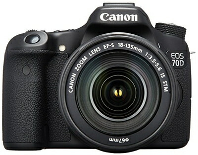 【中古】 Canon デジタル一眼二眼レフ写真機 EOS70D 水晶体一揃いの道具 EF-S18-135粍 F3.5-5.6 IS STM 嘱する 黒いこと EOS70D18135STMLK