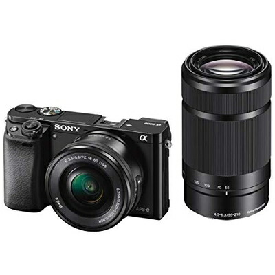 【中古】 ソニー ミラーレス一眼 α6000 ダブルズームレンズキット E PZ 16-50mm F3.5-5.6 OSS + E 55-210mm F4.5-6.3 OSS ブラック ILCE-6000Y B