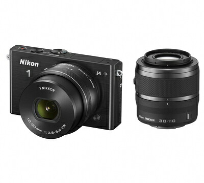 【中古】 Nikon ミラーレス一眼 Nikon1 J4 ダブルズームキット ブラック J4WZBK