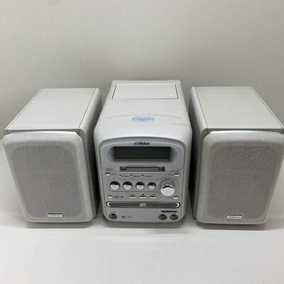 【中古】 Victor ビクター　JVC　UX-QX1-W パールホワイト　マイクロコンポーネントMDシステム　（CD/MD/カセットコンポ）（本体CA-UXQX1-WとスピーカーSP-UXQX1-Wのセット）