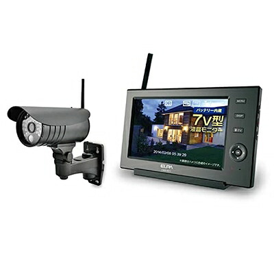 【中古】 ELPA(エルパ) ワイヤレス防犯カメラ モニターセット 屋外監視カメラ 暗視 自動録画 CMS-M71/CMS-C71｜Haute Produit