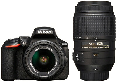 【中古】 Nikon デジタル一眼二眼レフ写真機 D5500 ダブルズームキット 黒いこと 2416万絵素 3.2型液晶 タッチパネルD5500WZBK