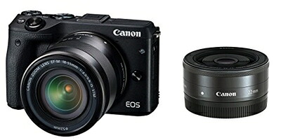 【中古】 Canon ミラーレス一眼カメラ EOS M3 ダブルレンズキット(ブラック) EF-M18-55mm F3.5-5.6 IS STM EF-M22mm F2 STM 付属 EOSM3BK-WLK