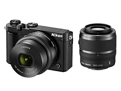 【中古】 Nikon ミラーレス一眼 Nikon1 J5 ダブルズームキット ブラック J5WZBK