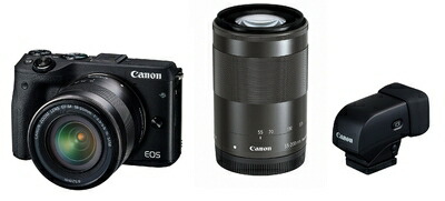 【中古】 Canon ミラーレス一眼カメラ EOS M3 ダブルズームEVFキット(ブラック) EF-M18-55mm F3.5-5.6 IS STM EF-M55-200mm F4.5-6.3 IS STM 付属 EOSM3BK-WZEVFK｜Haute Produit