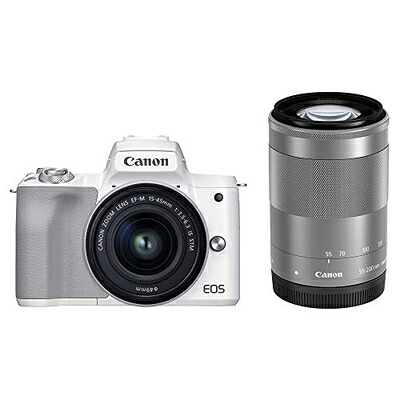 【中古】 Canon ミラーレス一眼カメラ EOS Kiss M2 ダブルズームキット ホワイト KISSM2WH-WZK｜Haute Produit