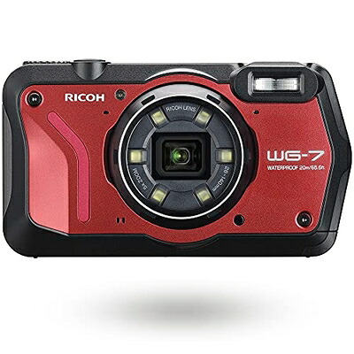 【中古】 RICOH WG-7 レッド 本格アウトドアカメラ 【本格20m 防水】 2000万画素 【広角28? 光学5倍ズーム】 【6灯の多機能リングライト搭載】 【工事・現場で活躍 / 「CALSモード」搭載】 【Webカメラ機能搭載】 【4K動画】 【高性能GPS内蔵】 3110