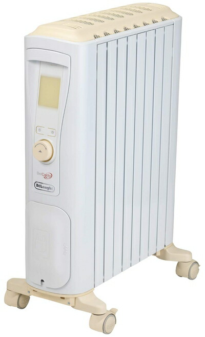 【中古】（新古品・未使用品） De'Longhi (デロンギ) オイルヒーター ベルカルド RHJ75V0815-CR 電気ヒーター ゼロ風暖房 節電 乾燥しにくい 表面温度約65℃ エコモード リモコン付き [10-13畳] [ピュアホワイト×クリームベージュ] デロンギファミリー登録で5年