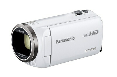 【中古】（新古品・未使用品） パナソニック HDビデオカメラ V360MS 16GB 高倍率90倍ズーム ホワイト HC-V360MS-W
