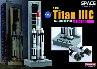 【中古】（新古品・未使用品） プラッツ DRAGON 1/400 タイタン IIIC 初飛行 w/ランチパッド