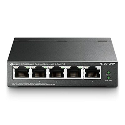 【中古】(新古品・未使用品) TP-Link スイッチングハブ ギガ 5ポート PoEハブ (4x PoE対応 全体最大56W) アンマネージ 5年 TL-SG1005P