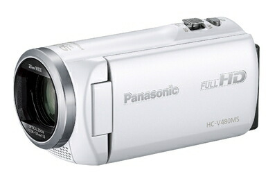 【中古】（新古品・未使用品） パナソニック HDビデオカメラ V480MS 32GB 高倍率90倍ズーム ホワイト HC-V480MS-W