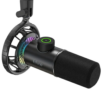 【中古】（新古品・未使用品） FIFINE USB ダイナミックマイク パソコンマイク プレステマイク 単一指向性 イヤホン出力端子あり ゲーミングRGBライティング ワンタッチミュート YouTube Skype Discord Zoom 録音 ゲーム実況 ボイズチャット ライブ配信 ポッドキャ