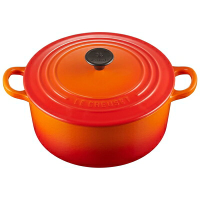 【中古】（新古品・未使用品） ル・クルーゼ(Le Creuset) 鋳物 ホーロー 鍋 両手鍋 鉄鍋 ココット・ロンド 24 cm オレンジ ガス IH オーブン 食洗器 対応 【日本正規販売品】｜Haute Produit