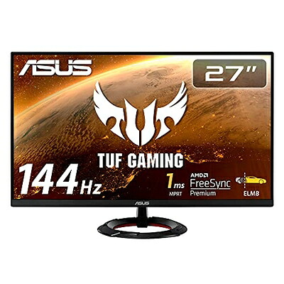 【中古】（新古品・未当てはめる品） ASUSTek TUF Gaming ゲーミングモニター VG279Q1R 27in 盛りだくさん固定ディスク IPS 144サイクル 1ms HDMI×2 DP Adaptive-sync ELMB 2W+2Wステレオ金棒引き積み上げる