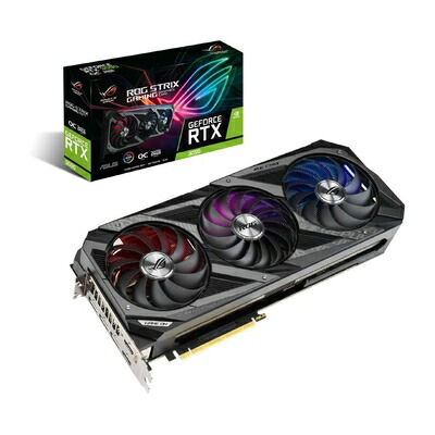 【中古】（新古品・未当て嵌める品） ASUS NVIDIA GeForce RTX 3080 積み上げる トリプルファンモデル 10G ROG-STRIX-RTX3080-O10G-GAMING