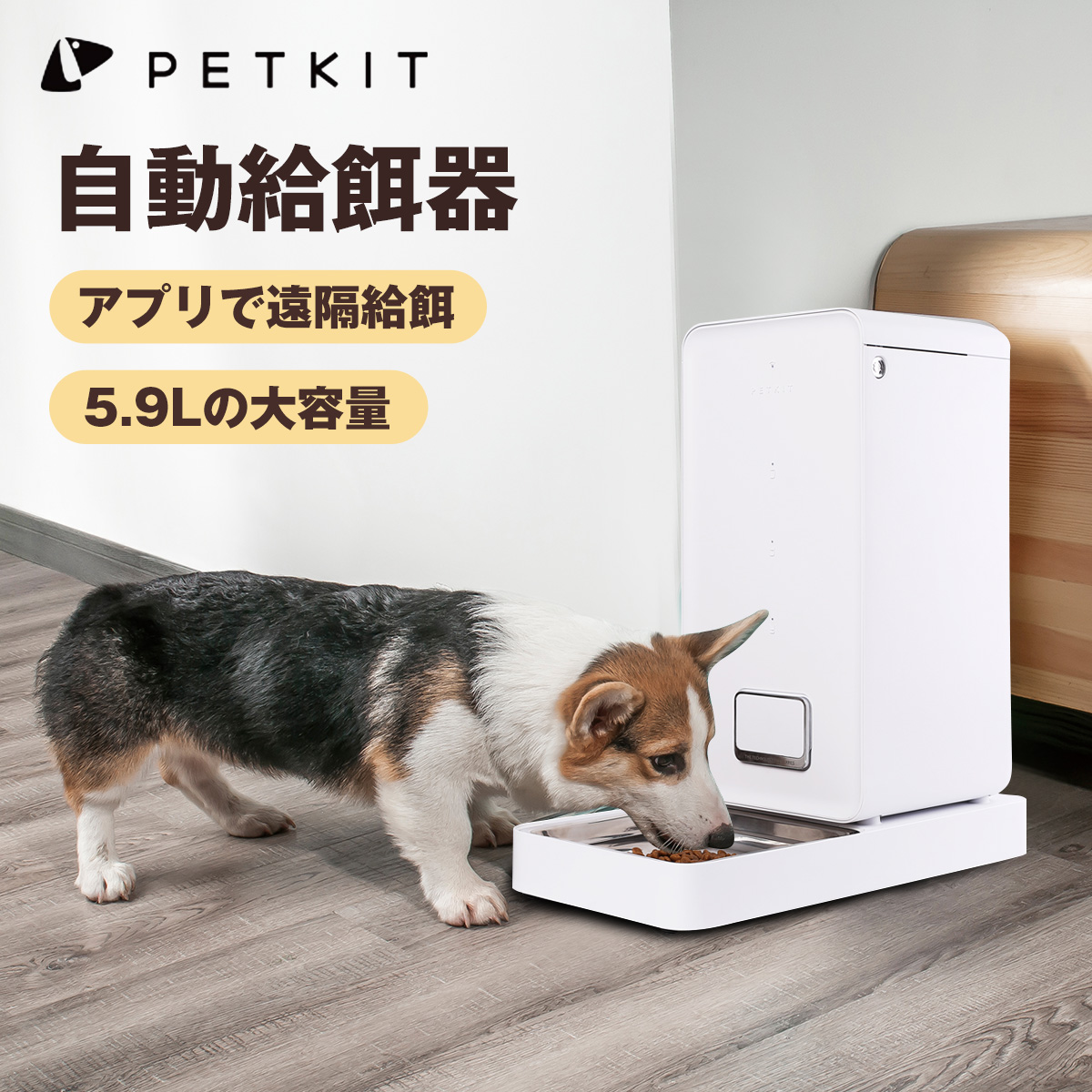 楽天市場 Petkit 犬猫 自動給餌器 安心一年保証 ホワイト ペット タイマー式 自動餌やり機 多回給餌モデル 留守も安心 5 9l 大容量 餌入れ ペット食器 猫餌 犬餌 ペット給餌器 定時定量スマホ管理 コンセント 電池 2way給電 Havisele楽天市場店