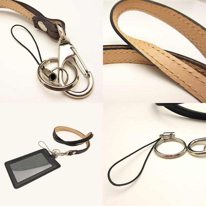 楽天市場 Newタイプ 牛革レザー製ネックストラップ ブラック ブラウン 牛革 レザー 大人 かっこいい 革 名札 ストラップ ホークアイ楽天市場店