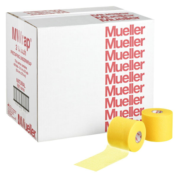 【26日まで エントリーで全品P10倍＆最大1万円OFF！】 ミューラー MUELLER アンダーラップ Mラップカラー 70mm ビッグゴールド テーピング 伸縮 手で切れる 汗に強い アンダーラップ ラテックスフリー スポーツケア 130706｜カジュアルアスリート 14,245円