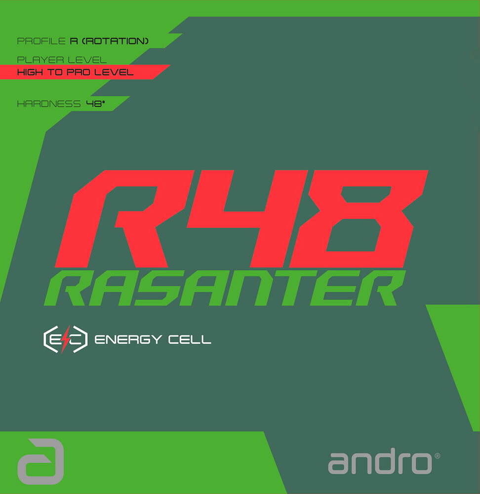 【4/18限定 ポイント12倍】 アンドロ andro 卓球 ラザンターR48 RASANTER 裏ソフトラバー UMテンション スポンジ硬度48 エナジー・セル ローテーション 回転力 加速力 トレーニング 112280 BK