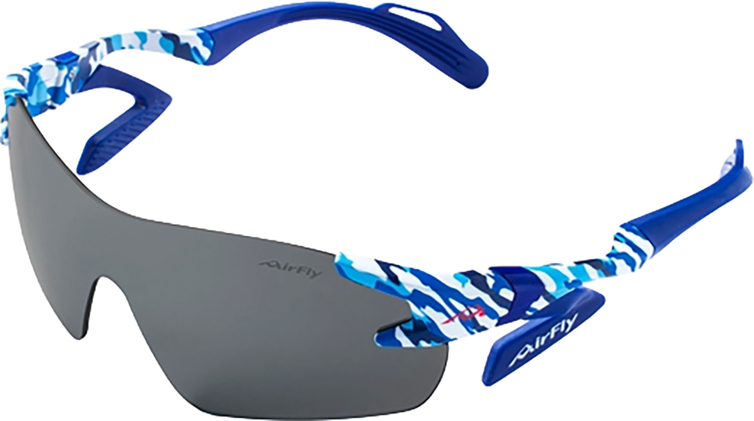 【4/14 20時から全品3%OFFクーポン&P13倍】 エアフライ Airfly 鼻パッドの無いスポーツサングラス ブルーカモフラージュ メガネ 鼻パッドなし 紫外線防止 プロ アマ ジュニア サイドパッド ストレスフリー 特許 熱中症対策 AF301C4P