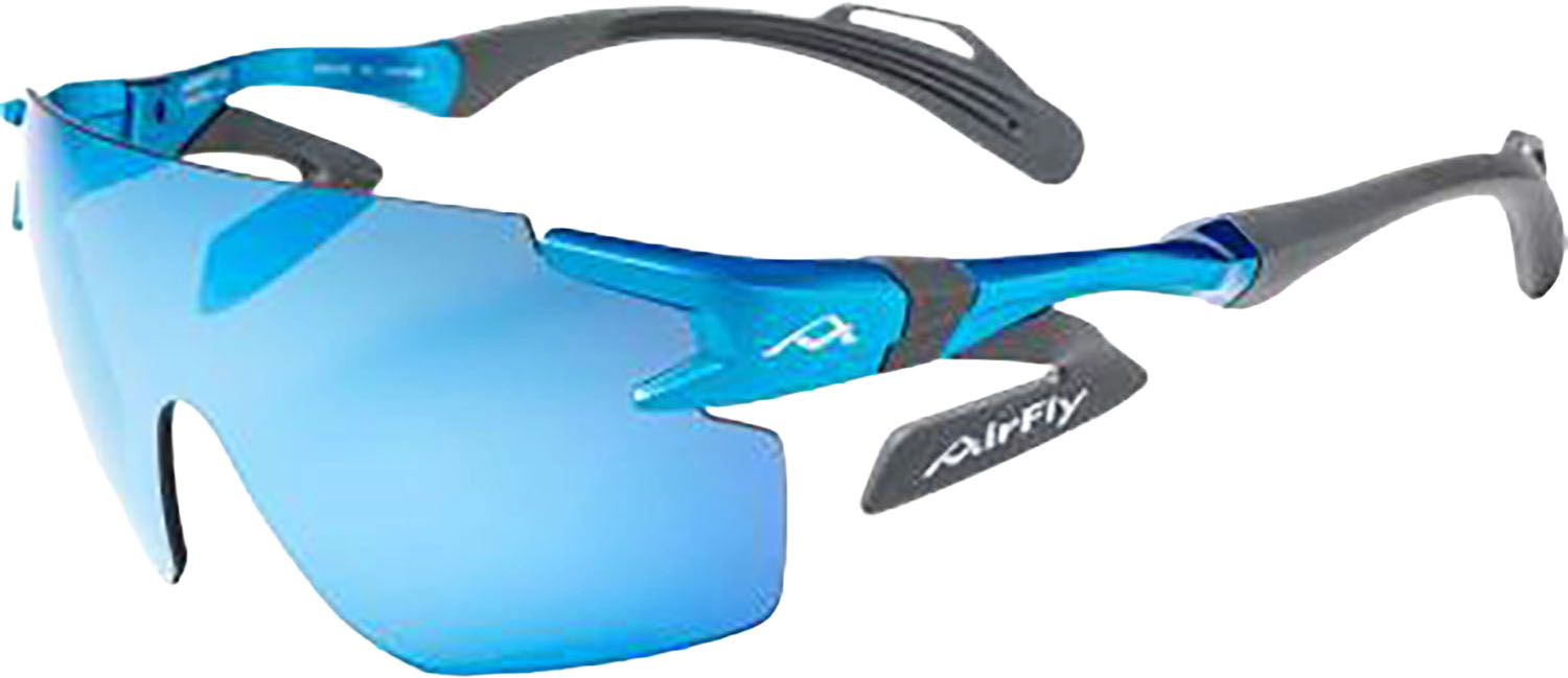 エアフライ Airfly 鼻パッドがないスポーツサングラス AF-302 C-35 アクアブルー WP 偏光ブルーミラーワイドプロテクトレンズ装着 AF302C35WP