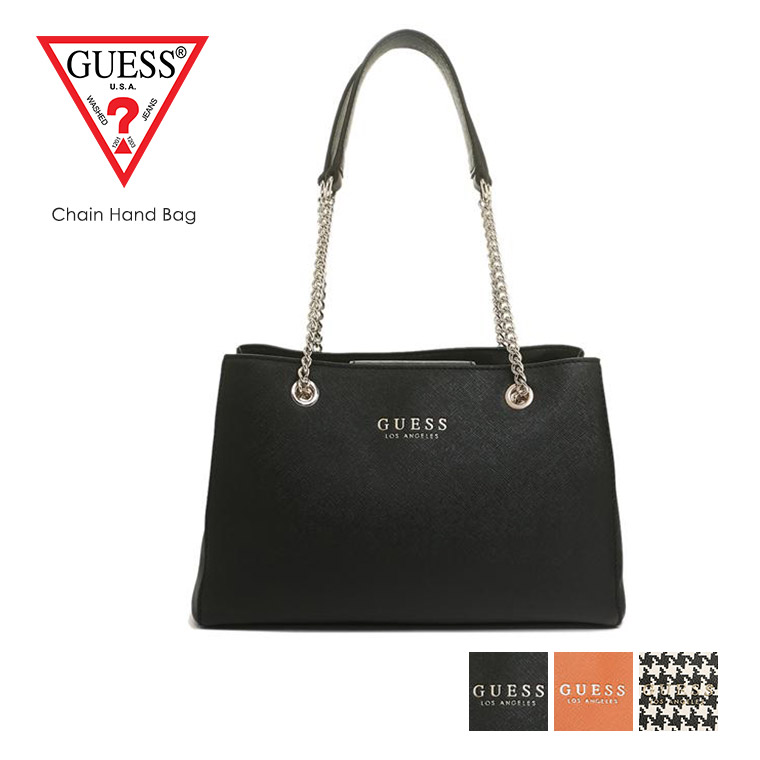 ゲス Guess Robyn Friend Satchel Shoulder Bag Lady S Chain Handbag Fashion Y Tote Fastener Pocket Magnet Black Blackman Go Orange