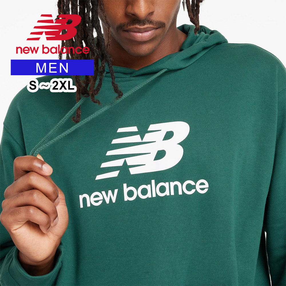 ニューバランス スウェット メンズ トップス パーカー トレーナー スポーツ フーディー ロゴ グリーン NWG ナイトウォッチグリーン New Balance Sport Essentials Stacked Logo スウェットフーディ MT41501