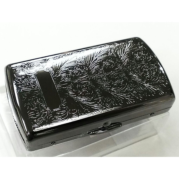 750円 【再入荷！】 シガレットケース 10本 70mm ヴィーナスベビー ショートたばこ専用 タバコケース 真鍮製 ブラックアラベスク 手巻きタバコ や両切りタバコにも 黒 メンズ お洒落