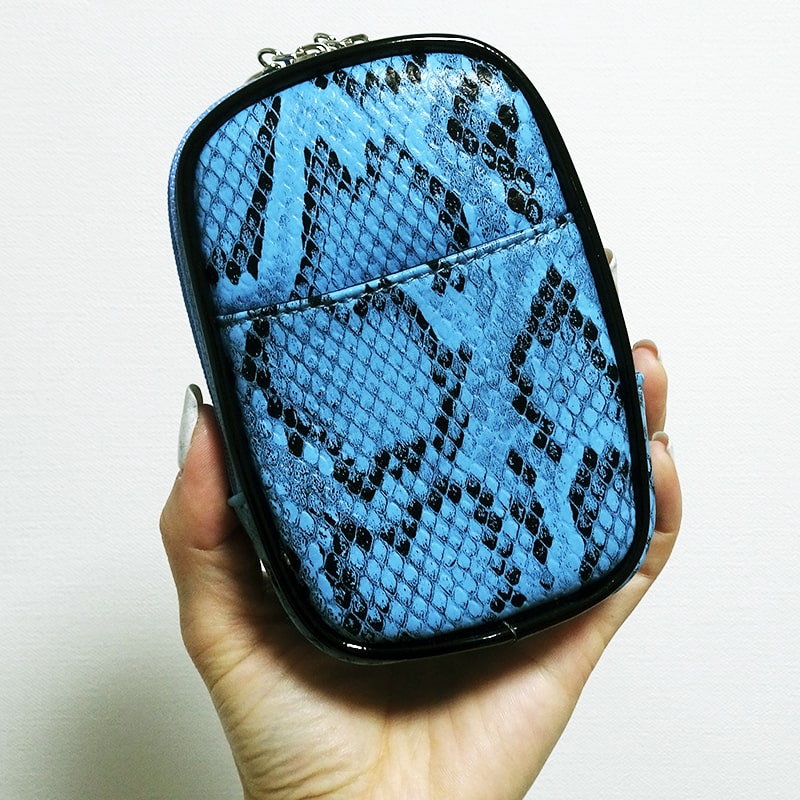 評価 シガレットケース ロング Ok パイソン型押し タバコポーチ レディース ブルー 動画有り 可愛い かわいい Luxe Candy おしゃれ 女性 派手 Qdtek Vn