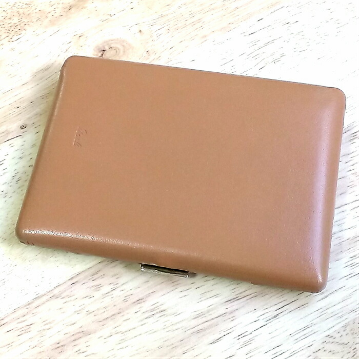 シガレットケース ロング タバコケース コスモス 薄型 キャメル レザー ライトブラウン 100mm/70mm対応 本革貼り 黒 日本製 坪田パール おしゃれ メンズ 父の日 ギフト 動画あり