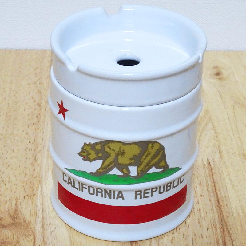 ドラム缶灰皿 喫煙具 California Republic おしゃれ かっこいい アメリカン インテリア カリフォルニア ギフト クマ タバコ プレゼント ペン立て ホワイト メンズ リパブリック 小物入れ お得 California