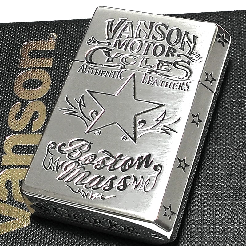 オイルライター バンソン×ギアトップ 日本製 ライター ブランド シルバーイブシ スター 重厚 かっこいい おしゃれ GEAR TOP×VANSON 国産品 メンズ 父の日 ギフト 動画あり